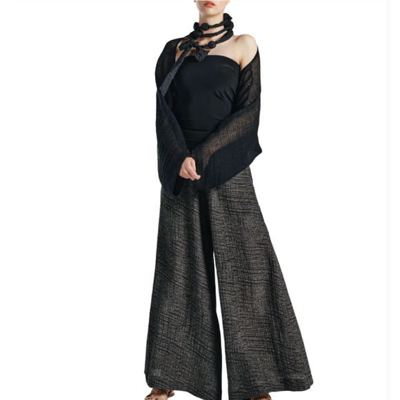 Igor Dobranic Pants - IGOR Dobranic Wide Leg Trouser Artsy Lagenlook Linen Art to Wear Pant Gray 42/44